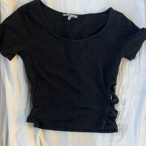 Black cropped t shirt